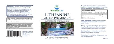Nature's Lab L-Theanine 200 mg source label used in the packaging illustration