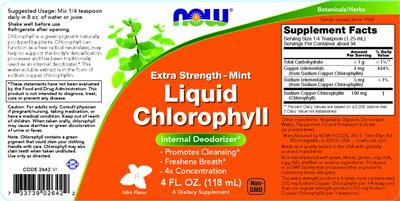 NOW Extra Strength Liquid Chlorophyll Mint Flavor source label used in the packaging illustration