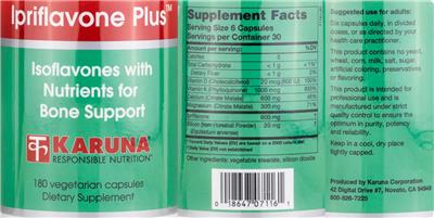Karuna Ipriflavone Plus source label used in the packaging illustration
