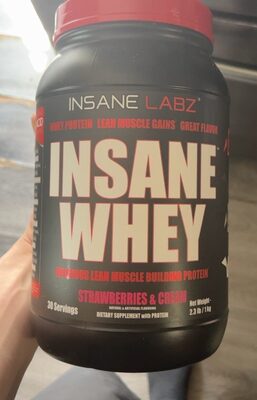 Insane Labz Insane Whey Strawberries & Cream source label used in the packaging illustration