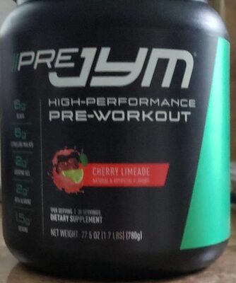 JYM Supplement Science Pre JYM Cherry Limeade product packaging