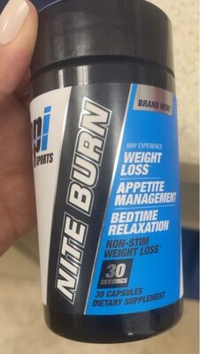 BPI Sports Nite Burn source label used in the packaging illustration
