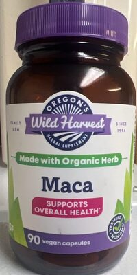 Oregon's Wild Harvest Maca source label used in the packaging illustration