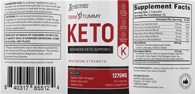 Justified Laboratories Trim Tummy Keto product packaging