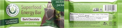 Kuli Kuli Superfood Energy Bar Dark Chocolate source label used in the packaging illustration