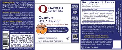 Quantum Nutrition Labs Quantum HCL Activator product packaging