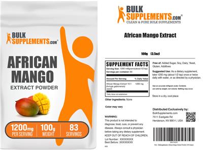 BulkSupplements.com African Mango Extract source label used in the packaging illustration
