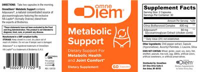 OmneDiem Metabolic Support source label used in the packaging illustration