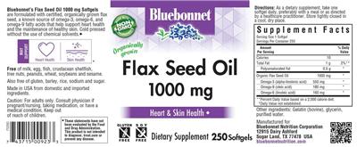 Bluebonnet Flax Seed Oil 1000 mg source label used in the packaging illustration