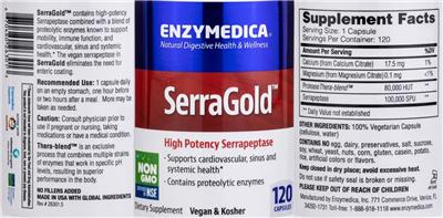 Enzymedica SerraGold source label used in the packaging illustration