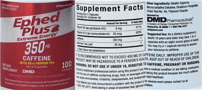 DMD Pharmaceuticals Ephed Plus Extreme Energy source label used in the packaging illustration