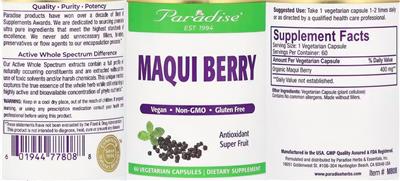 Paradise Maqui Berry product packaging