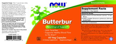 NOW Butterbur source label used in the packaging illustration