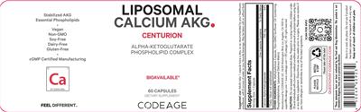 Codeage Liposomal Calcium AKG source label used in the packaging illustration