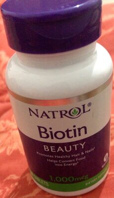 Natrol Biotin 1000 mcg source label used in the packaging illustration