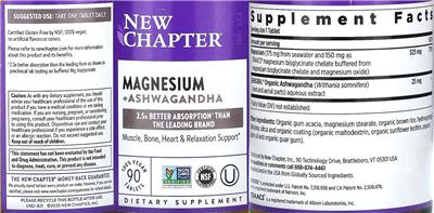 New Chapter Magnesium + Aswagandha source label used in the packaging illustration