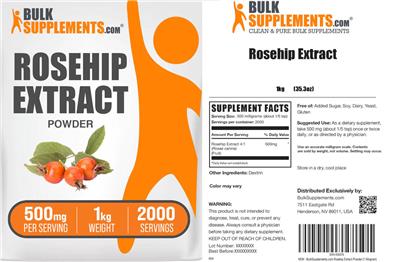 BulkSupplements.com Rosehip Extract Powder 500 mg product packaging