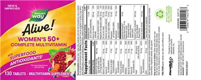 Nature's Way Alive! Women's 50+ Complete Multivitamin source label used in the packaging illustration