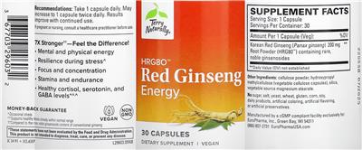 Terry Naturally HRG80 Red Ginseng Energy source label used in the packaging illustration