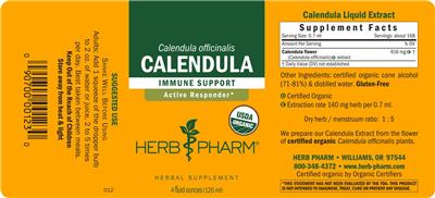 Herb Pharm Calendula source label used in the packaging illustration
