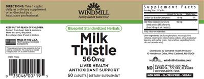 Windmill Milk Thistle 560 mg source label used in the packaging illustration