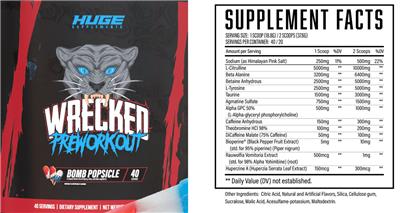 Huge Supplements Wrecked PreWorkout Bomb Popsicle source label used in the packaging illustration