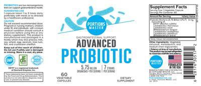 Portions Master Advanced Probiotic product packaging