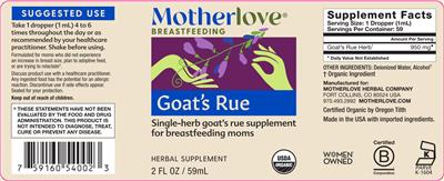 Motherlove Goat's Rue source label used in the packaging illustration