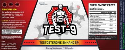 Success Chemistry Test-9 Testosterone Enhancer source label used in the packaging illustration