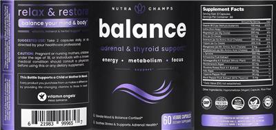 NutraChamps Balance source label used in the packaging illustration