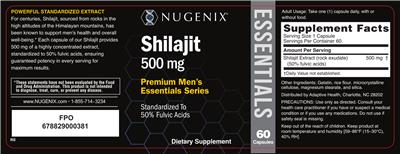 Nugenix Shilajit 500 mg product packaging