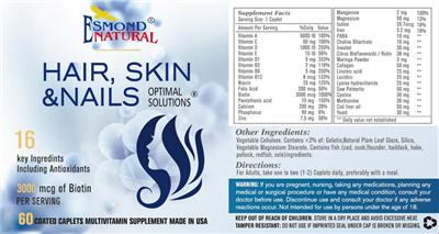 Esmond Natural Hair Skin & Nails source label used in the packaging illustration