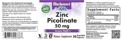 Bluebonnet Zinc Picolinate 50 mg product packaging