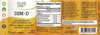 Pure Essence DIM-D source label used in the packaging illustration