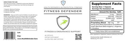Health Defender A Nutraceutical Company Fitness Defender source label used in the packaging illustration