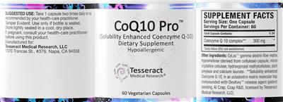 Tesseract Medical Research CoQ10 Pro source label used in the packaging illustration