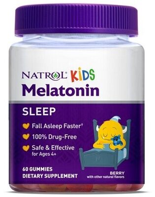 Natrol Kids Melatonin 1 mg Raspberry source label used in the packaging illustration