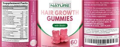 Built By Nature Hair Growth Gummies with Biotin source label used in the packaging illustration