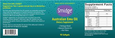 Smidge Australian Emu Oil source label used in the packaging illustration