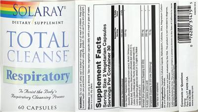 Solaray Total Cleanse Respiratory product packaging