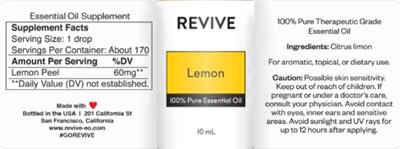 Revive Lemon source label used in the packaging illustration