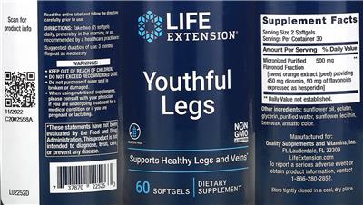 Life Extension Youthful Legs product packaging