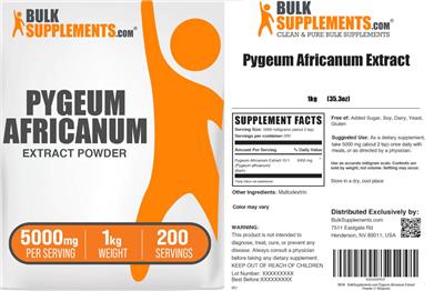 BulkSupplements.com Pygeum Africanum Extract Powder 5000 mg product packaging
