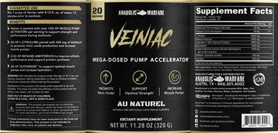 Anabolic Warfare Veiniac Au Naturel Light Vanilla Flavored source label used in the packaging illustration