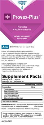 Vitality For Life Provex-Plus source label used in the packaging illustration