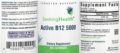 Seeking Health Active B12 5000 source label used in the packaging illustration