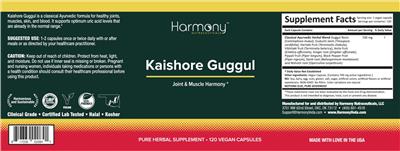 Harmony Nutraceuticals Kaishore Guggul source label used in the packaging illustration