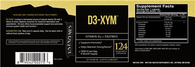 U.S. Enzymes D3-XYM source label used in the packaging illustration