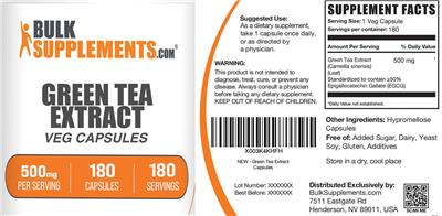BulkSupplements.com Green Tea Extract 500 mg Veg Capsules product packaging