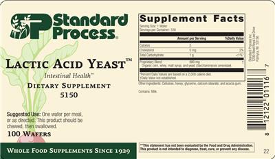 SP Standard Process Lactic Acid Yeast source label used in the packaging illustration